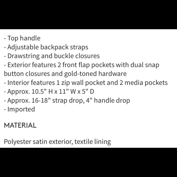 NEW ❤️ Steve Madden JAX Satin Medium Backpack BLK - Picture 7 of 8